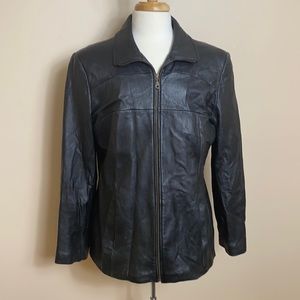 Women’s Black Leather Coat by Leathered Limited. Size 2XL